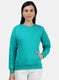 Women Green Plain Sweatshirt