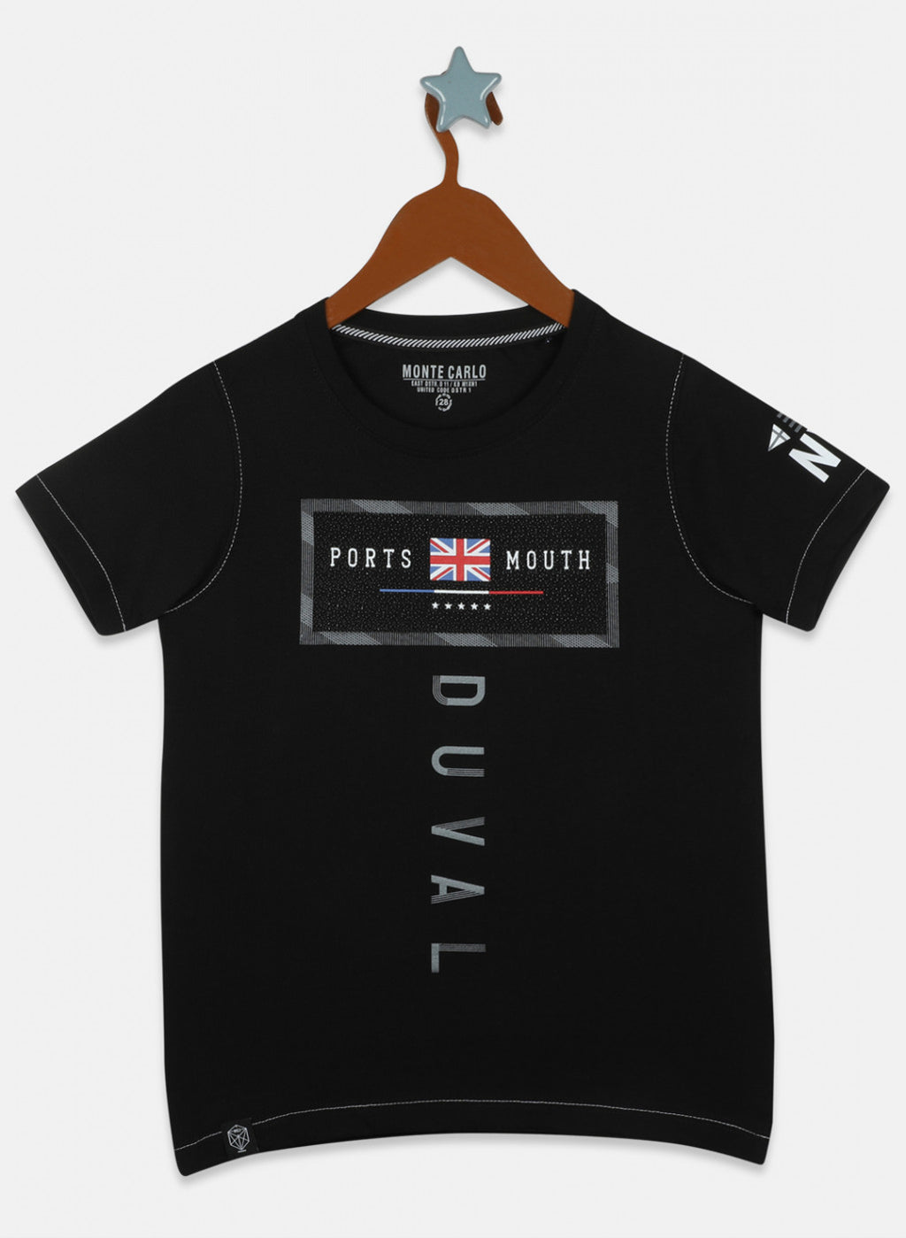Boys Black Printed T-Shirt