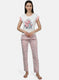 Womens Off White & Pink Printed Lower Sets