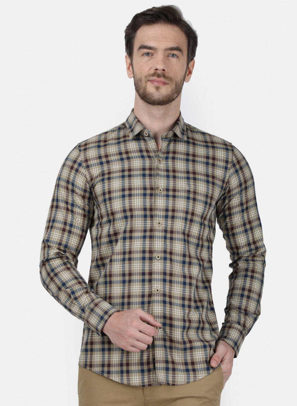 Mens Brown Check Shirt