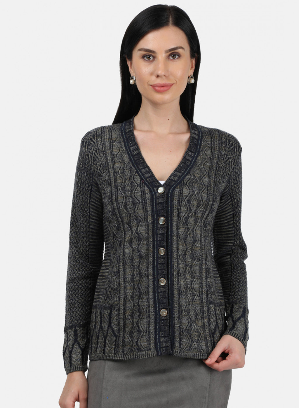 Women Navy Blue Solid Cardigan