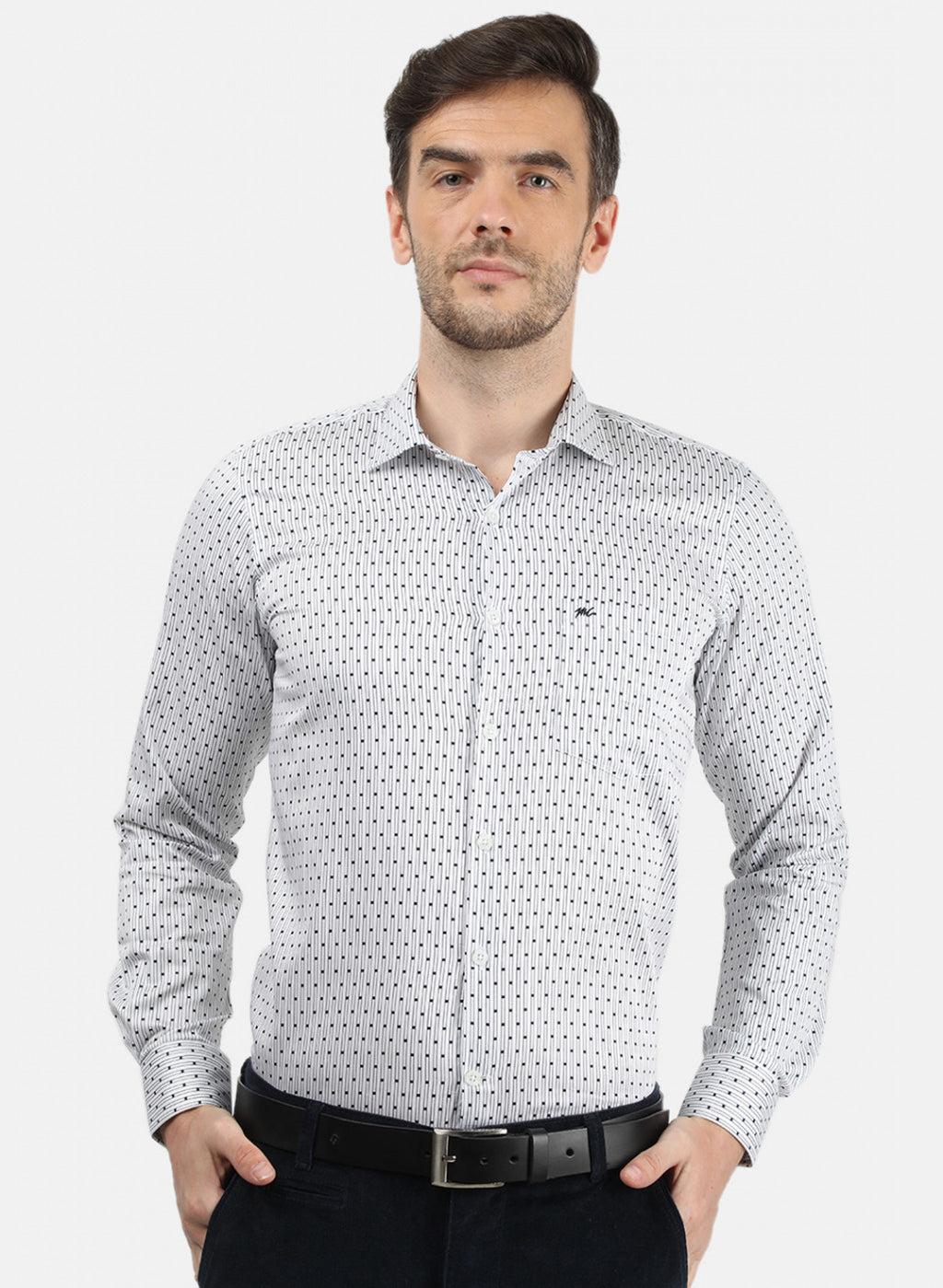 Men White Stripe Shirt