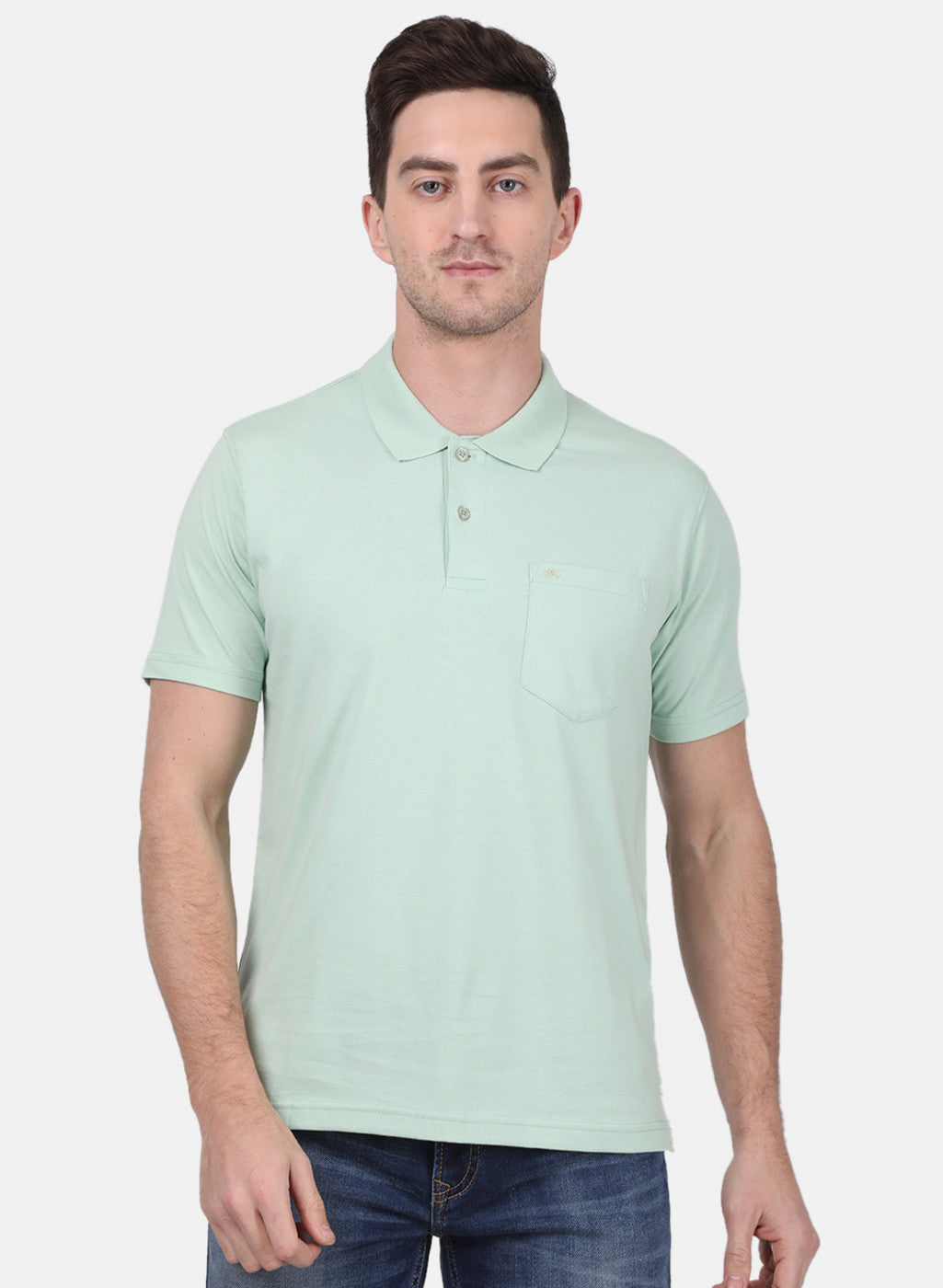 Mens Light Green Plain T-Shirt