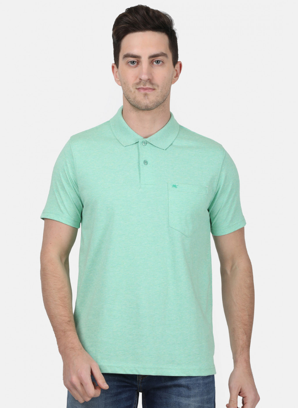 Mens Light Green Plain T-Shirt