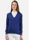 Women Royal Blue Solid Cardigan