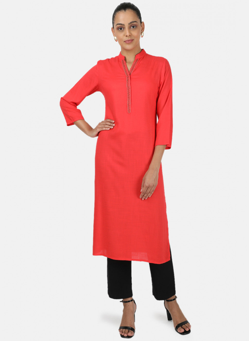 Womens Dark Pink Plain Tunic