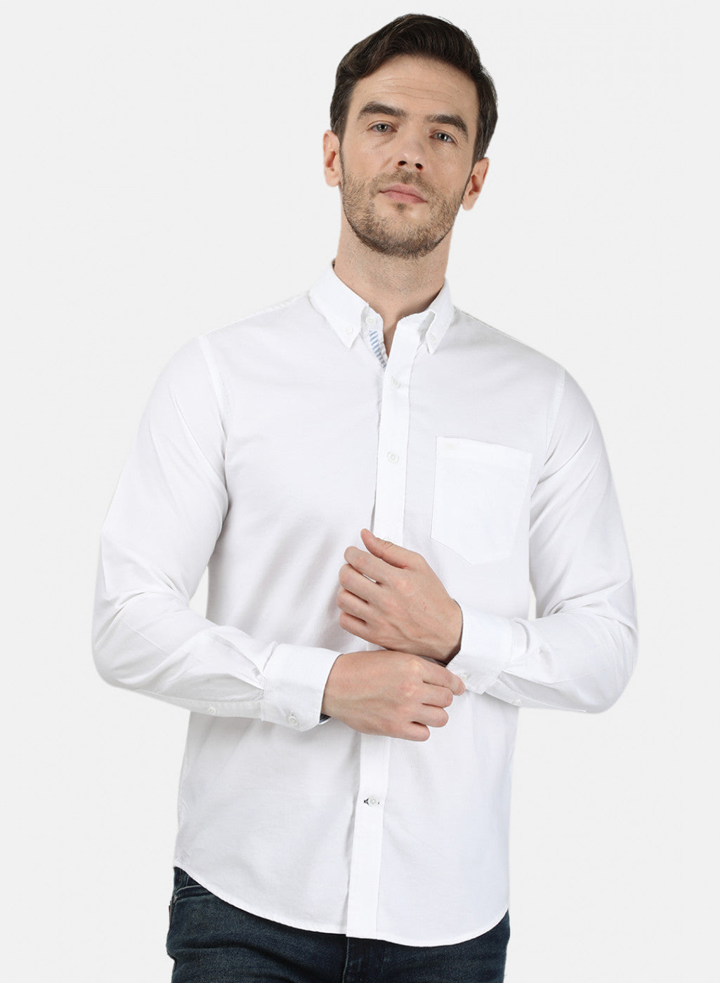 Mens White Solid Shirt