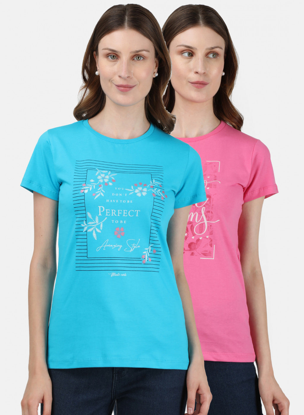 Womens Blue & Pink Printed Top 2Pc Set