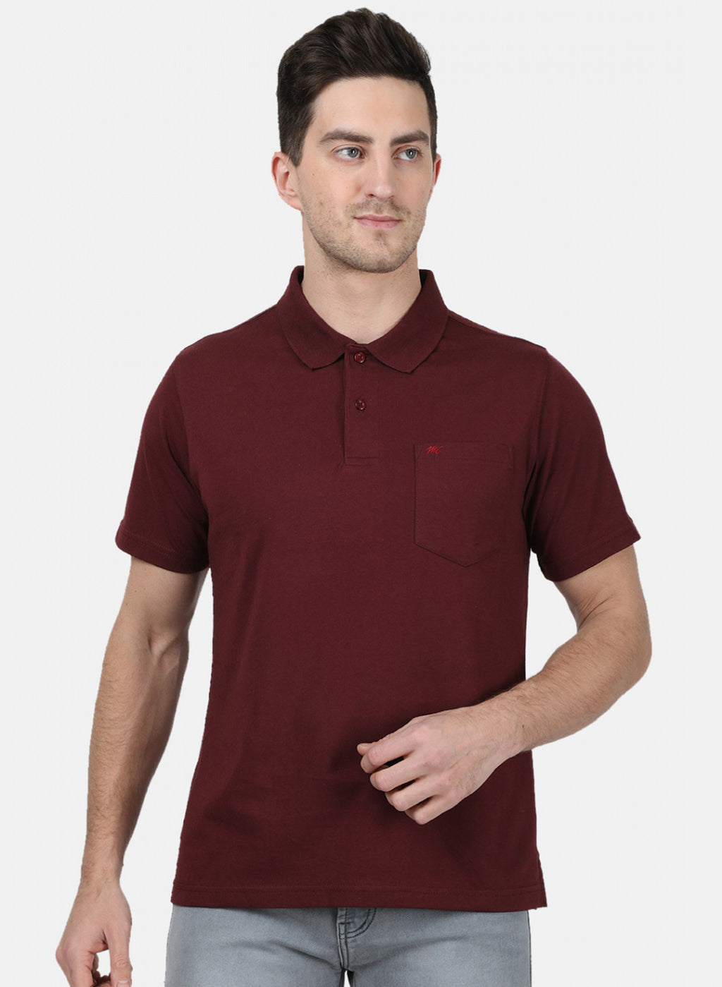 Mens Maroon Plain T-Shirt