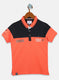 Boys Orange & Navy Blue Printed T-Shirt