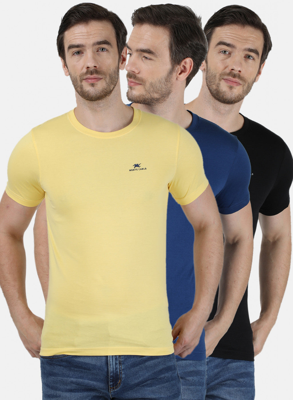 Mens Multi Color Plain T-Shirt