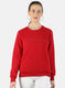Women Red Embroidered Sweatshirt