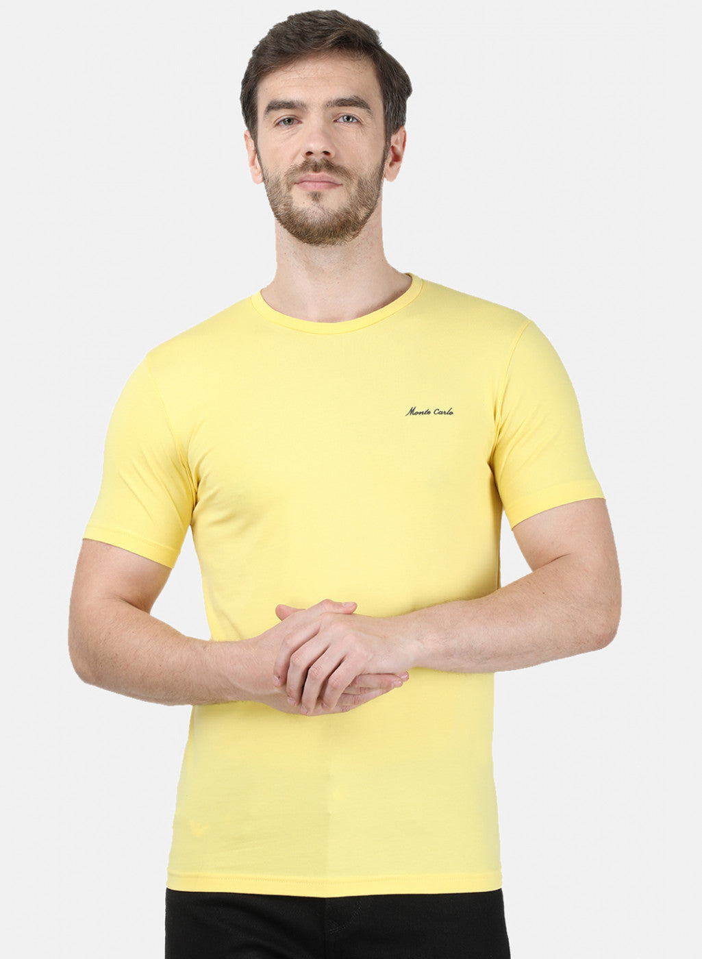 Mens Yellow Plain T-Shirt