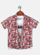 Boys Maroon Printed Shirt