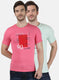 Mens Pink & Sea Green Printed T-Shirt