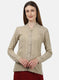 Women Beige Self Design Cardigan