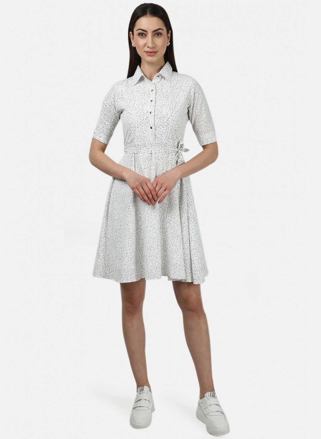 Womens White Printed Dress