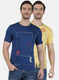 Mens Blue & Yellow Printed T-Shirt