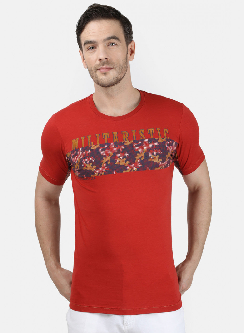 Mens Red Printed T-Shirt