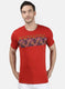 Mens Red Printed T-Shirt