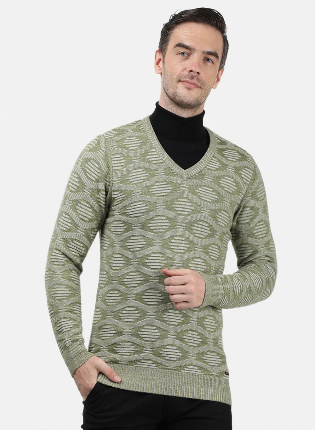 Men Green Solid Pullover