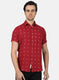 Men Maroon Printed Linen Shirt