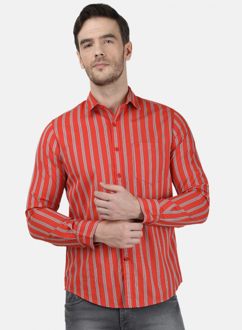 Mens Orange Stripe Shirt