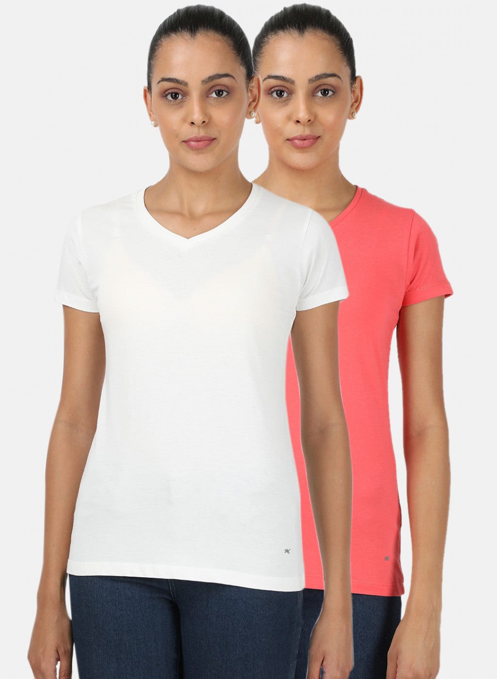 Womens Pink & Off White Plain Top 2Pc Set
