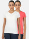 Womens Pink & Off White Plain Top 2Pc Set