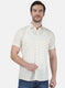 Mens Off White Printed Linen Shirt