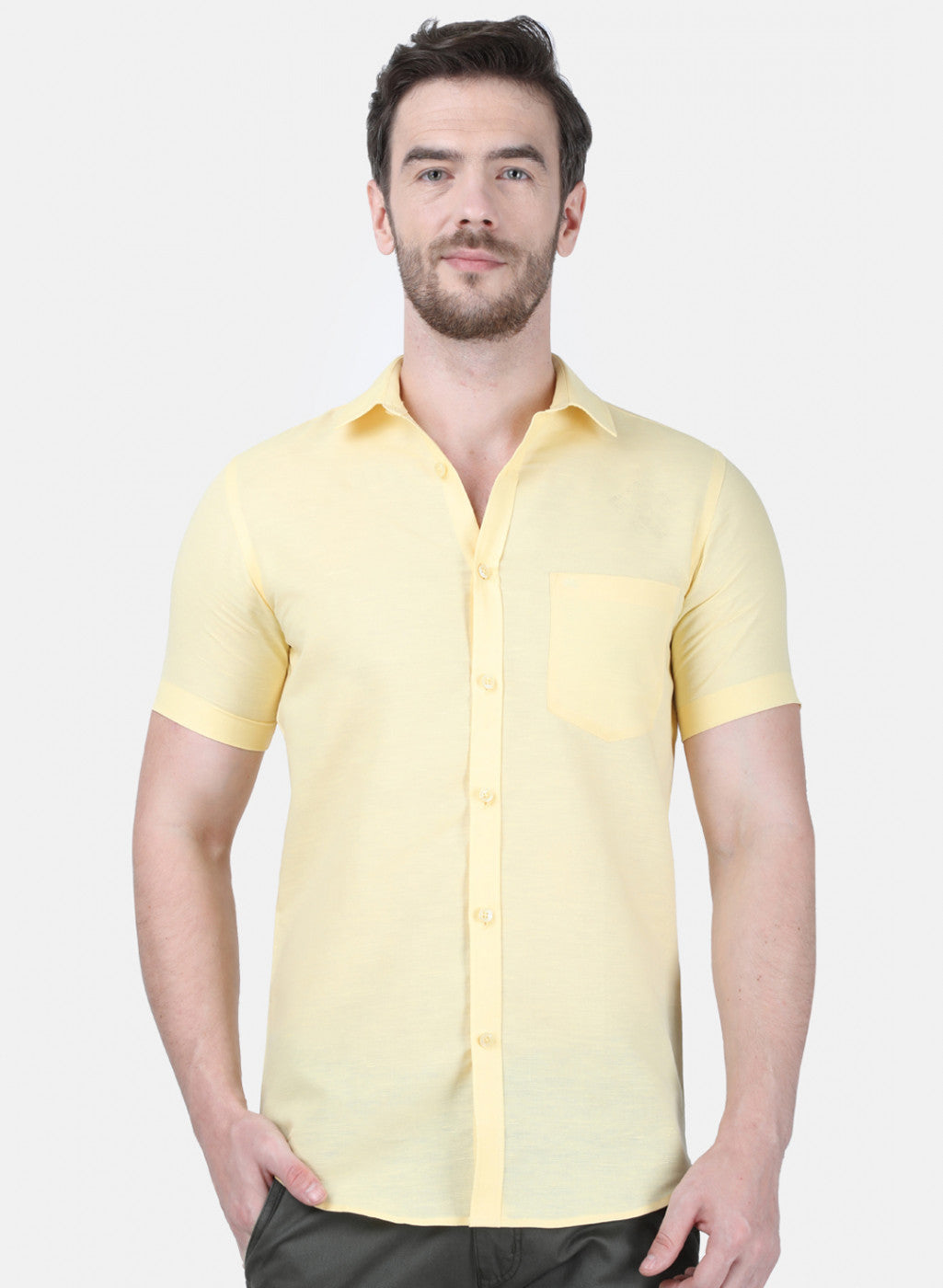 Mens Yellow Solid Shirt