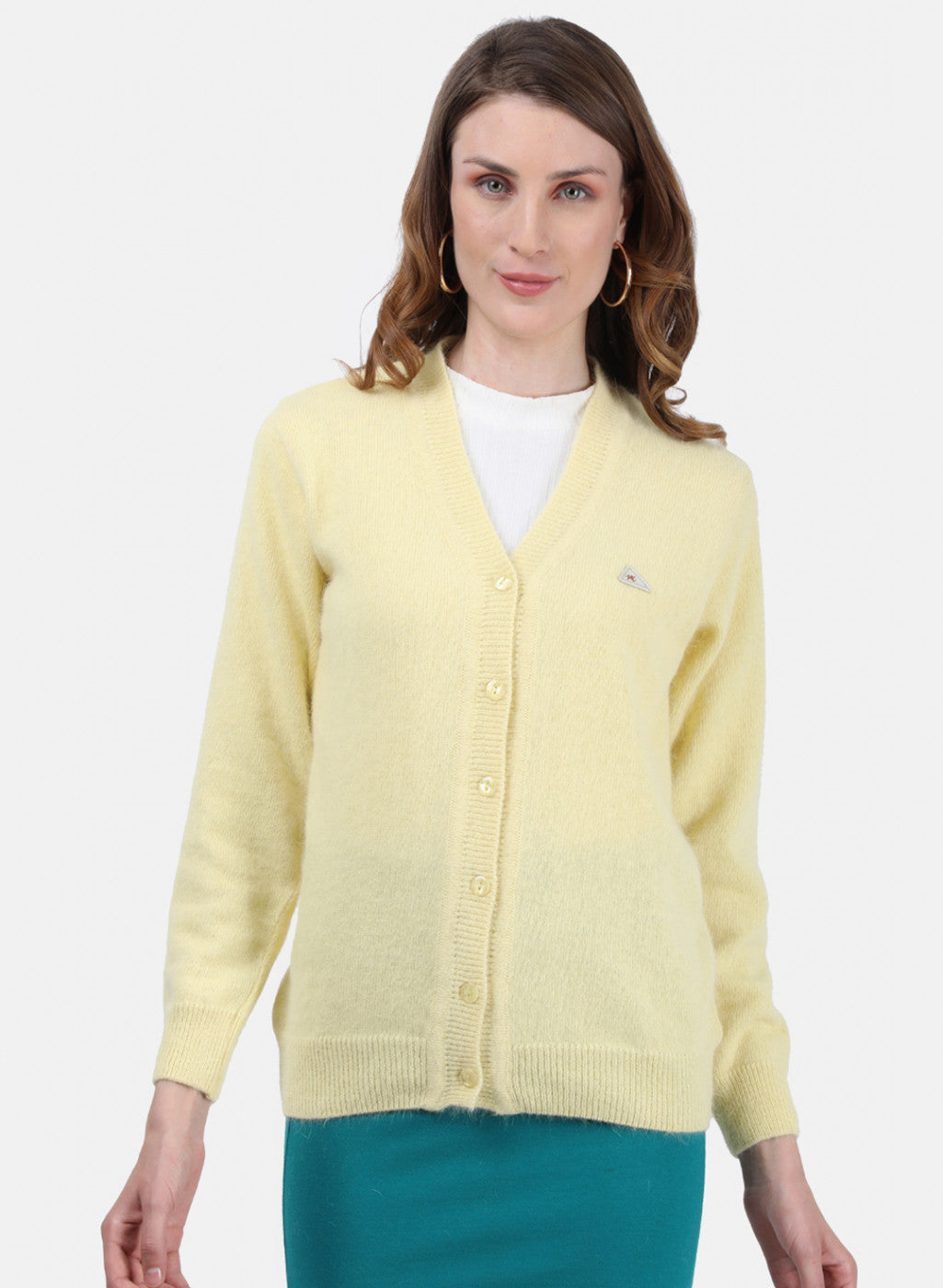 Women Yellow Solid Cardigan