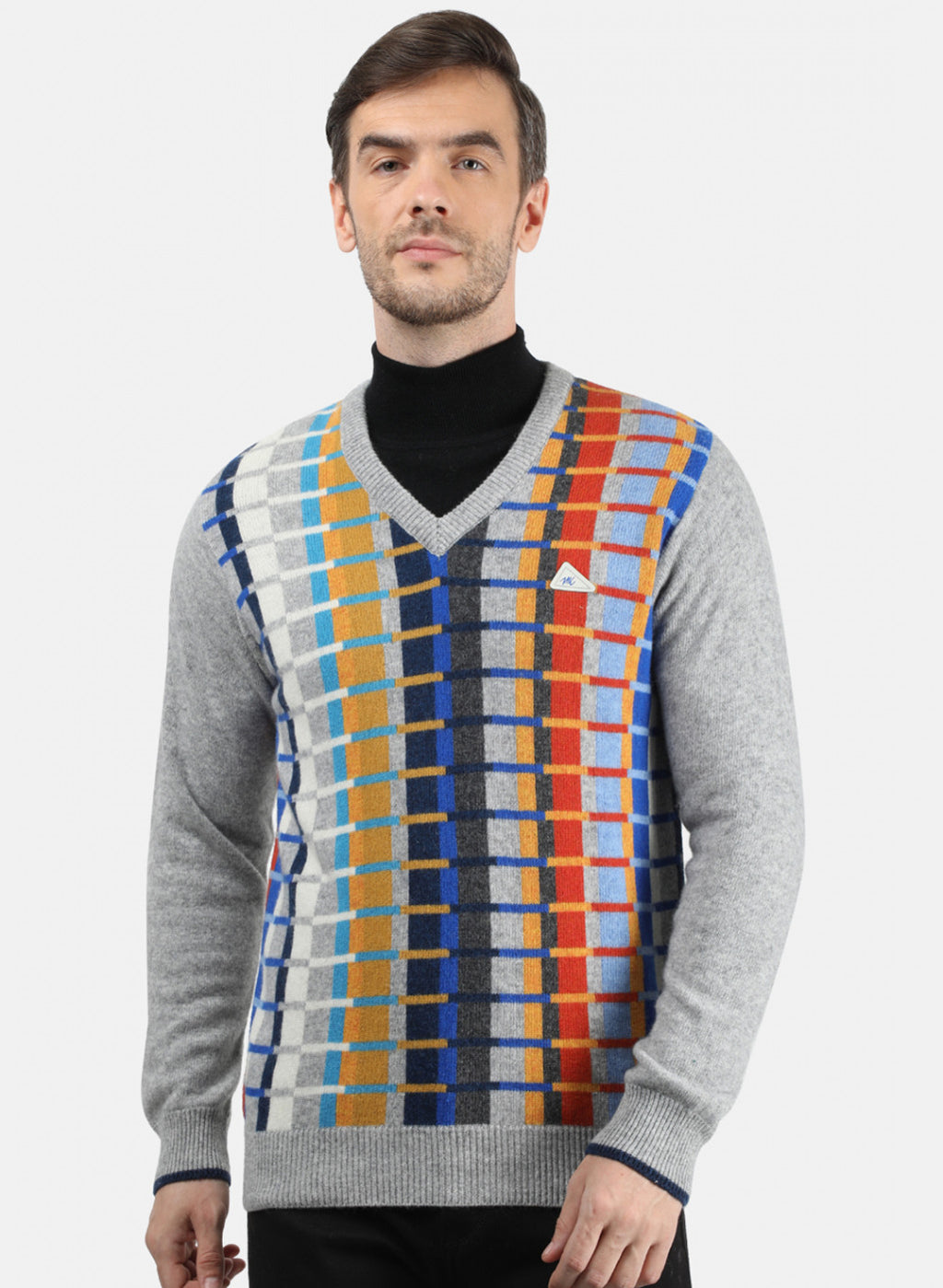 Men Grey Solid Pullover