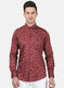 Mens Maroon Printed Shirt