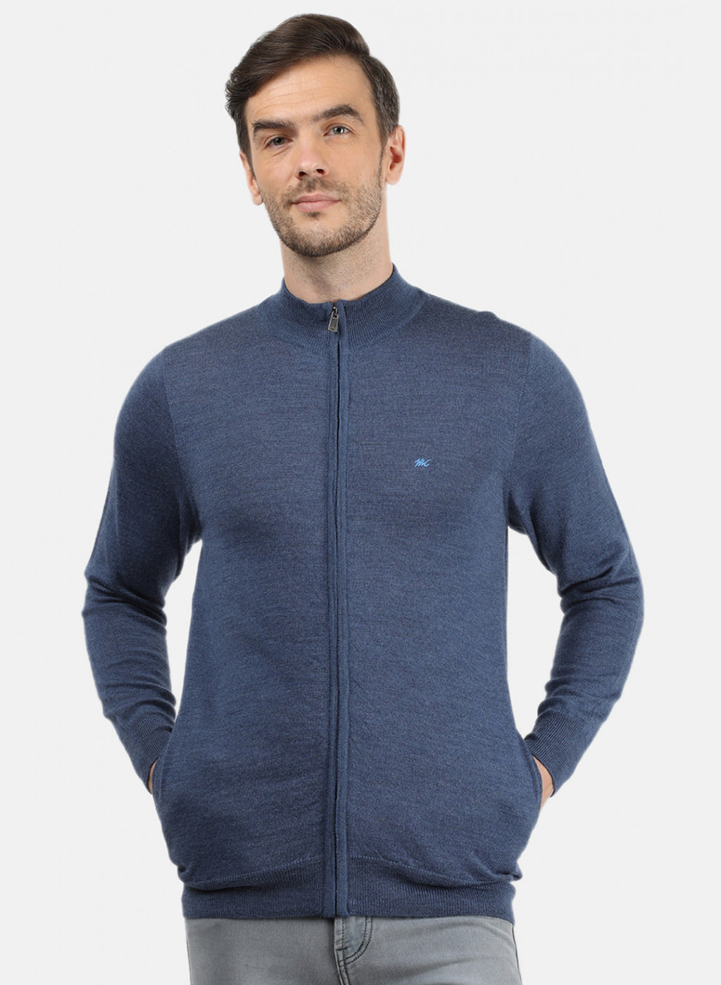 Men Blue Solid Pullover