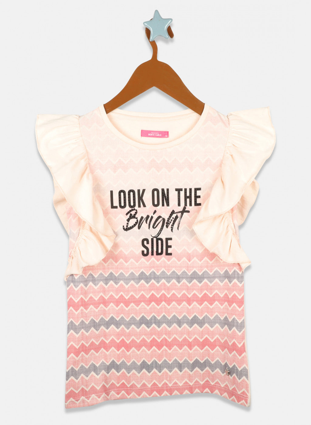 Girls Peach Printed Tops