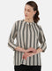 Womens Black & Off White Stripe Top