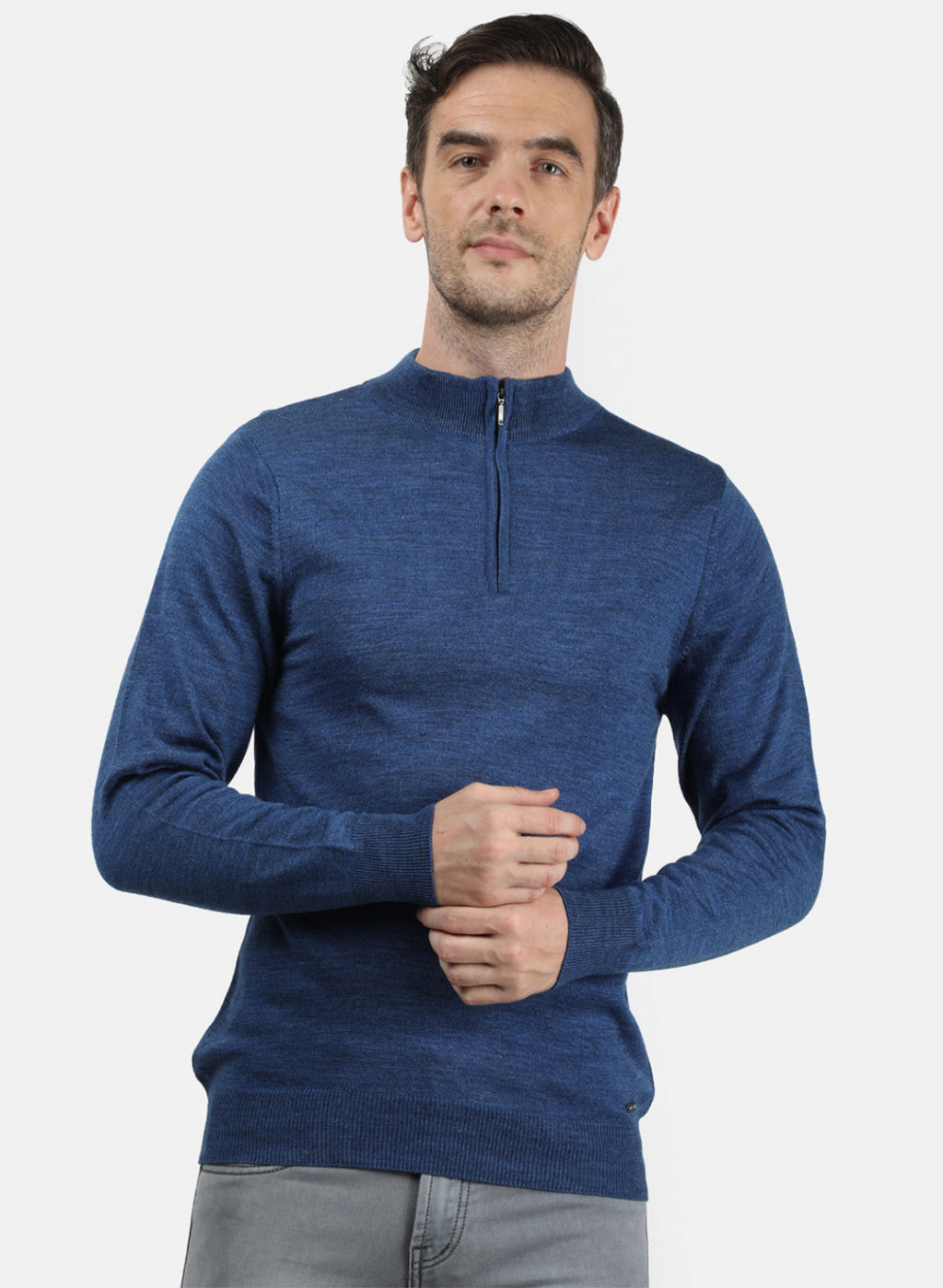 Men Blue Solid Pullover