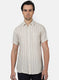 Men Brown Stripe Linen Shirt