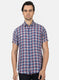 Men Blue Check Linen Shirt