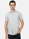 Men Off White Stripe Linen Shirt