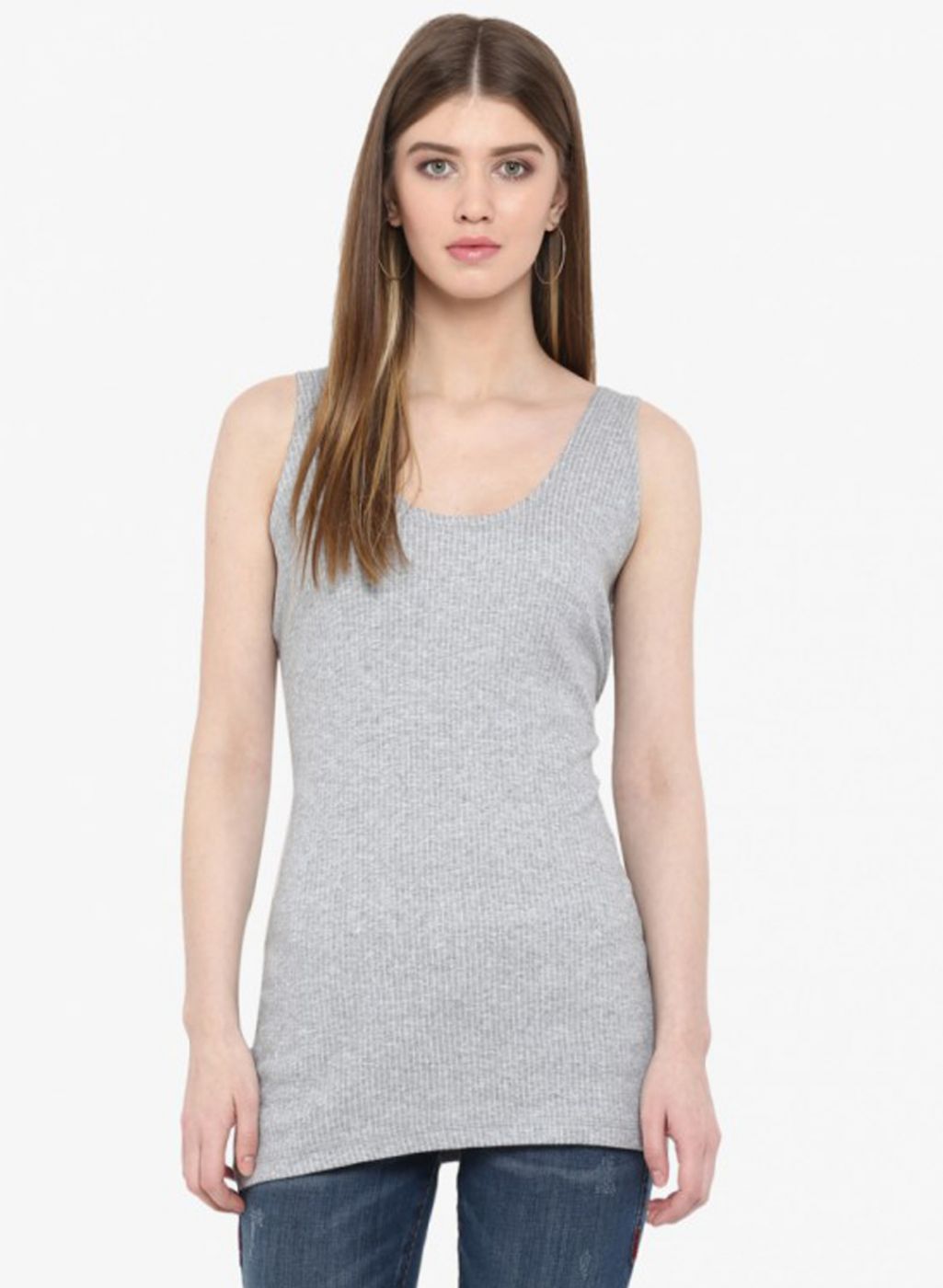 Women Grey Solid Thermal Vest