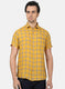 Men Mustard Check Linen Shirt