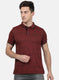 Mens Maroon Self T-Shirt