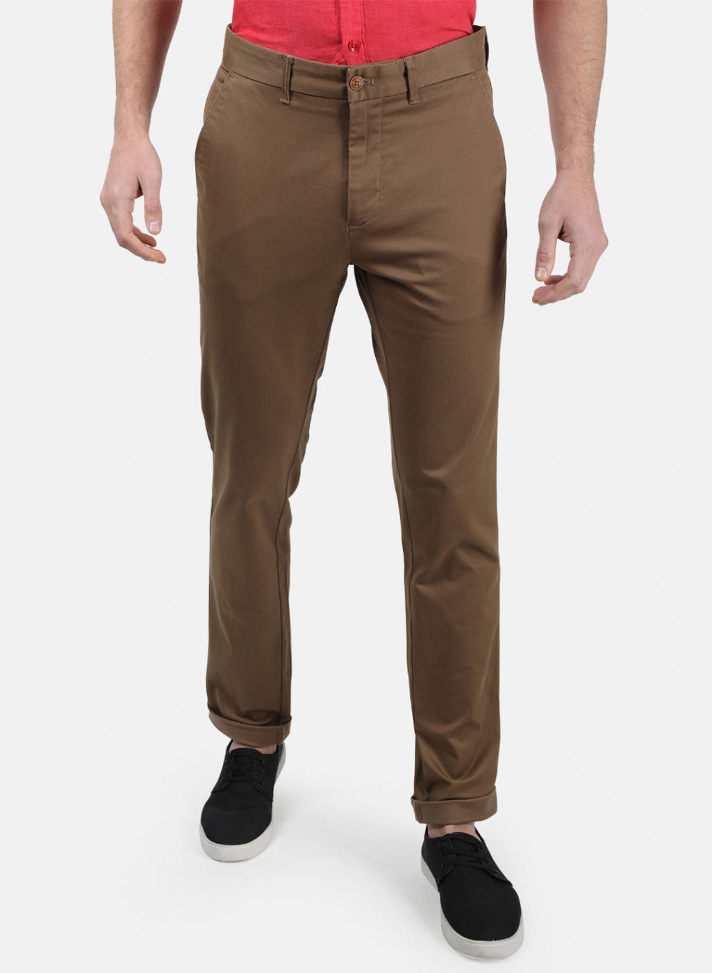 Men Brown Plain Trousers