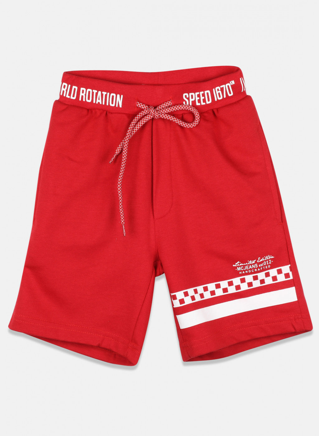 Boys Red Printed Bermuda
