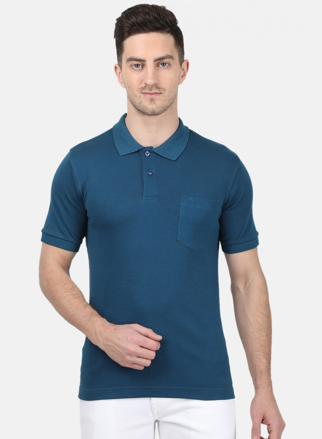 Mens Blue Plain T-Shirt