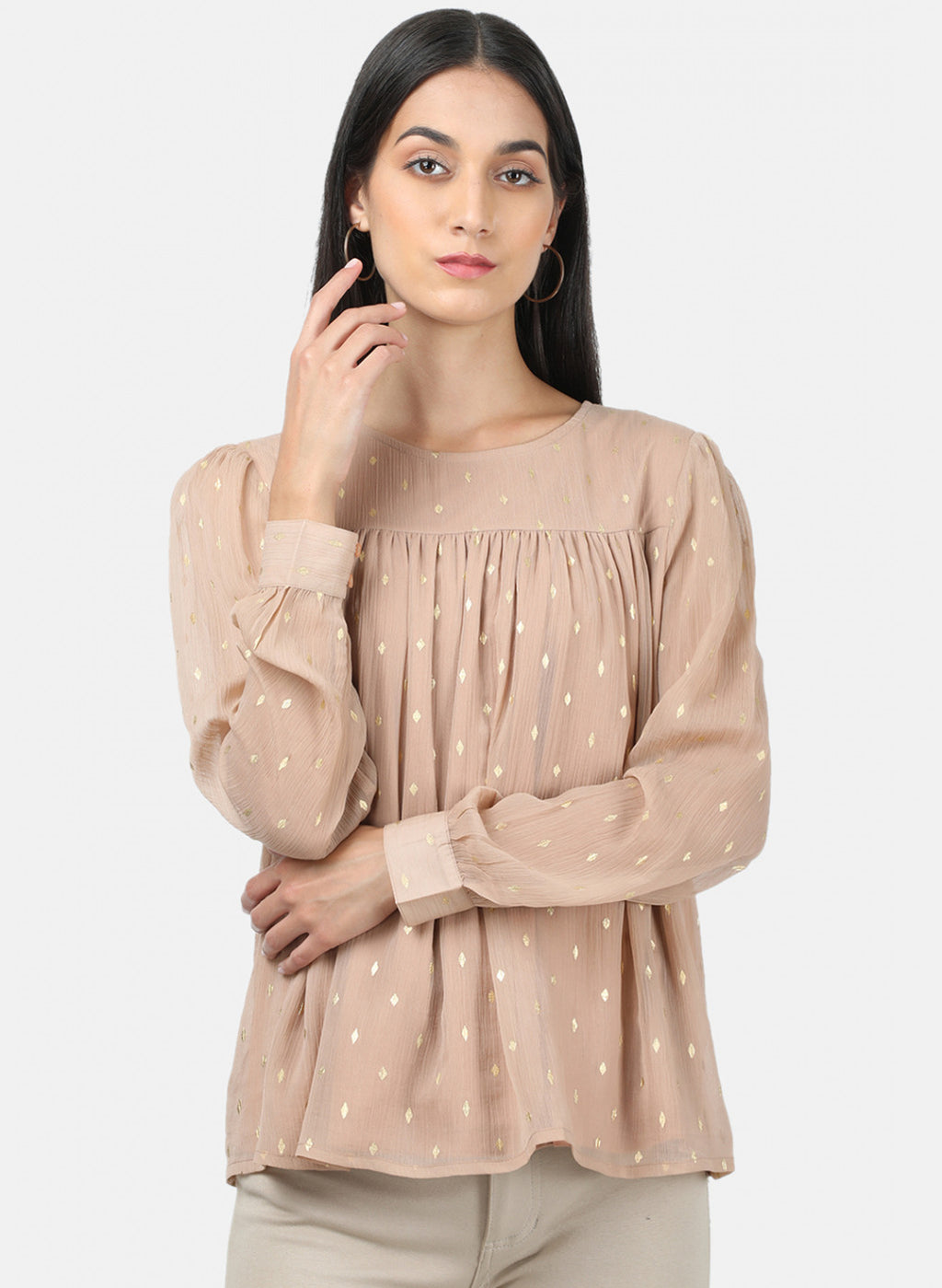 Womens Light Brown Printed Top