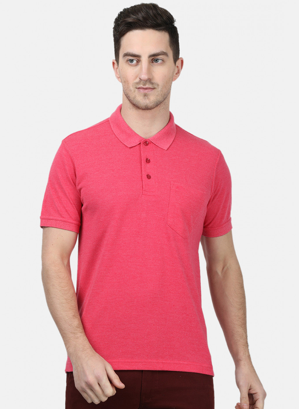 Mens Pink Plain T-Shirts