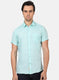 Men Green Printed Linen Shirt
